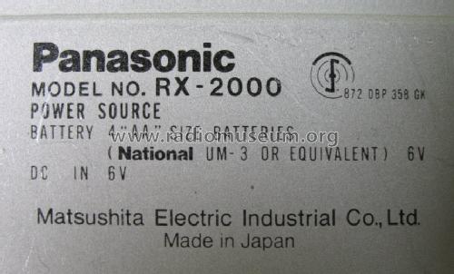 Radio Cassette Recorder RX-2000; Panasonic, (ID = 893685) Radio