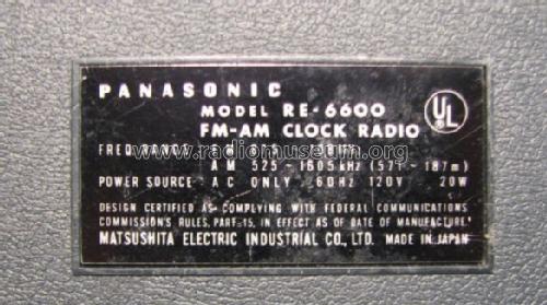 FM-AM Digital Clock/Cassette Radio RE-6600B; Panasonic, (ID = 962170) Radio