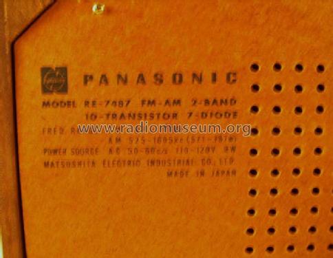 Panasonic FM-AM 2-Band 10-Transistor Table Radio RE-7487 ; Panasonic, (ID = 661525) Radio