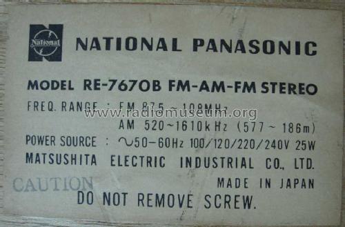 RE-7670B; Panasonic, (ID = 833450) Radio