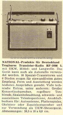 RF-1006L; Panasonic, (ID = 841674) Radio