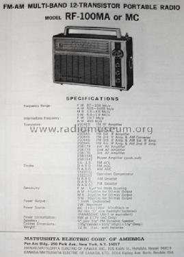 RF-100 MC; Panasonic, (ID = 814649) Radio