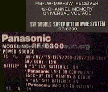 RF-6300; Panasonic, (ID = 623967) Radio