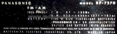 Panasonic FM-AM Radio/Recorder RF-7270; Panasonic, (ID = 615723) Radio