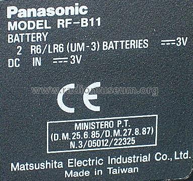 RF-B11; Panasonic, (ID = 578995) Radio