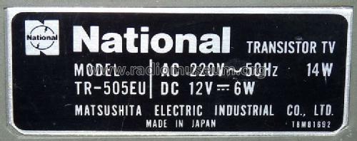 National Rover Transistor TV TR 505 EU; Panasonic, (ID = 716193) Television