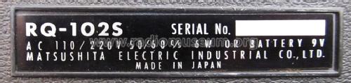 All Transistor Tape Recorder RQ-102s; Panasonic, (ID = 1432432) Reg-Riprod