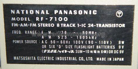 Sound Scope FM-AM-FM Stereo 8 Track RF-7100; Panasonic, (ID = 1251006) Radio