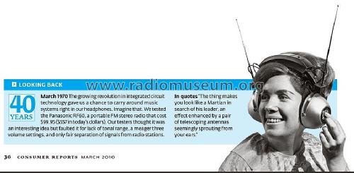 Panasonic FM Stereo Headset Studio II RF-60; Panasonic, (ID = 1525772) Radio