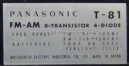 Panasonic FM-AM All Transistor T-81; Panasonic, (ID = 113615) Radio