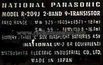 National Panasonic Tuned RF R-209J; Panasonic, (ID = 656411) Radio