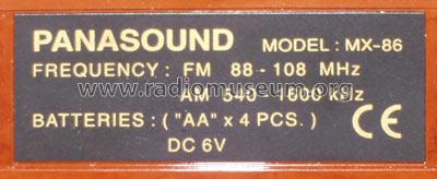 MX-86; Panasound where (ID = 653401) Radio