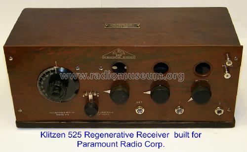 Paramount Regenerative Receiver 525; Paramount Radio Co. (ID = 1246060) Radio