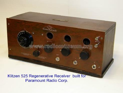 Paramount Regenerative Receiver 525; Paramount Radio Co. (ID = 1246061) Radio