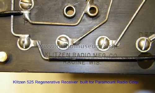 Paramount Regenerative Receiver 525; Paramount Radio Co. (ID = 1246069) Radio