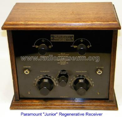 Regenerative Radio Receiver Junior; Paramount Radio Co. (ID = 1263881) Radio