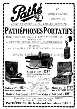 Pathéphone Portatif No 910; Pathé Radio, Pathé (ID = 2700341) TalkingM