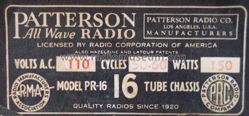 PR-16 ; Patterson Radio Co. (ID = 2805738) Commercial Re