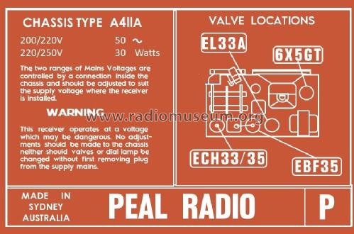 Peal A411A; Peal Products, a (ID = 2779965) Radio