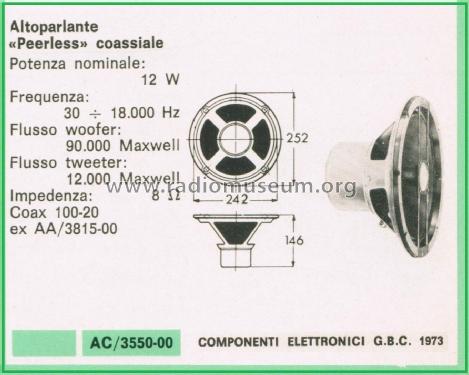Coaxial Bicone Speaker Coax 100-20; Peerless Fabrikkerne (ID = 3113638) Parleur
