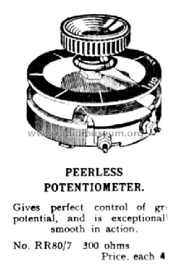 Peerless Potentiometer ; Bedford Electrical (ID = 671757) Radio part