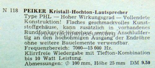 Kristall-Hochton-Lautsprecher PHL; Peiker Acustic GmbH (ID = 2353204) Speaker-P