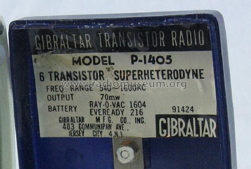 6 Transistor P-1405; Gibraltar Mfg., Co., (ID = 1476683) Radio