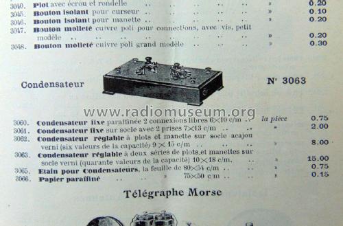 Condensateur réglable, deux séries de plots No. 3063; Péricaud, G. et A. P (ID = 2125690) mod-pre26