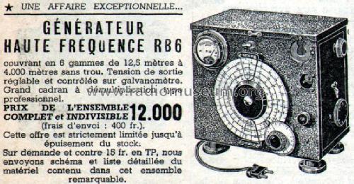 Générateur H.F. RB6; Perlor Radio; Paris (ID = 587766) Equipment