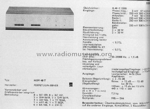 HSV40T; Perpetuum-Ebner PE; (ID = 589115) Ampl/Mixer