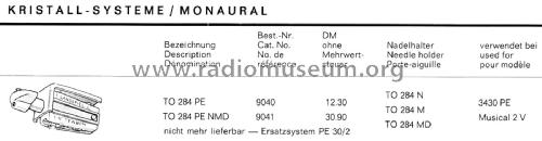 Kristall-Tonabnehmer-System TO-284-PE; Perpetuum-Ebner PE; (ID = 2780852) Microphone/PU