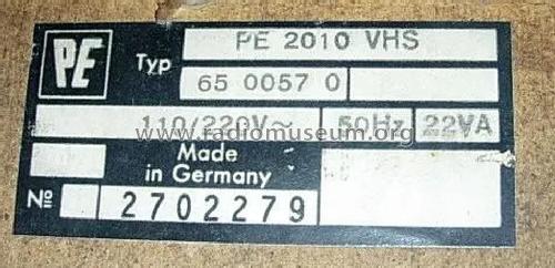 PE 2010 VHS - 6500570; Perpetuum-Ebner PE; (ID = 2385524) Sonido-V