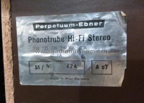 Phonotruhe Hi-Fi Stereo ; Perpetuum-Ebner PE; (ID = 2584524) R-Player