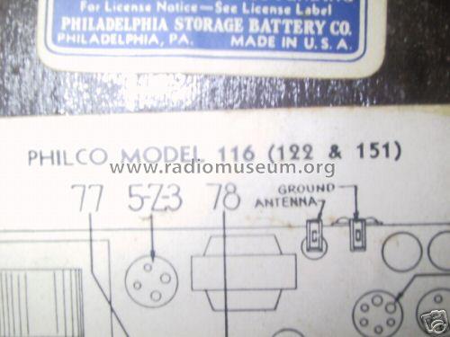 116X ; Philco, Philadelphia (ID = 375401) Radio