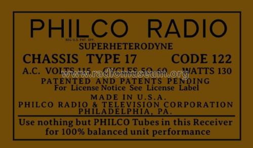 17D ; Philco, Philadelphia (ID = 2837778) Radio