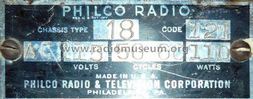 Console 18 Code 121; Philco, Philadelphia (ID = 1809202) Radio