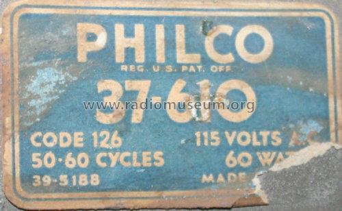 37-610T ; Philco, Philadelphia (ID = 809769) Radio