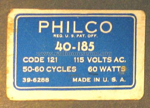 40-185XF ; Philco, Philadelphia (ID = 283157) Radio