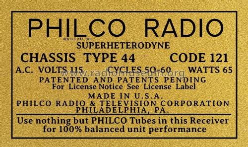 44B ; Philco, Philadelphia (ID = 2837816) Radio
