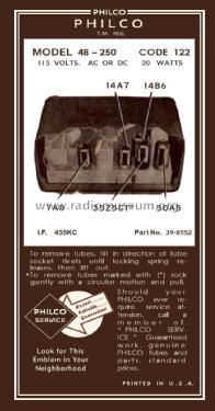 48-250-I Transitone Code 122; Philco, Philadelphia (ID = 3007028) Radio