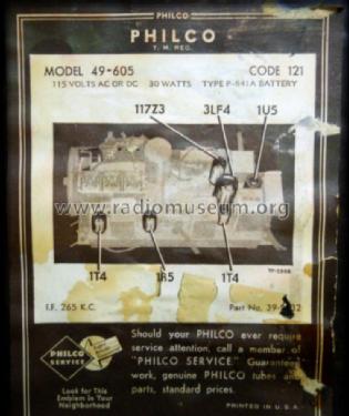 49-605 ; Philco, Philadelphia (ID = 1503246) Radio