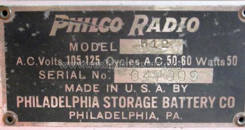 512 ; Philco, Philadelphia (ID = 2262311) Radio