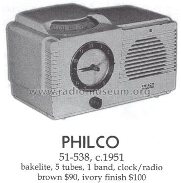 51-538 ; Philco, Philadelphia (ID = 1459114) Radio