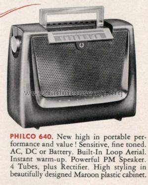 52-640 ; Philco, Philadelphia (ID = 1472443) Radio