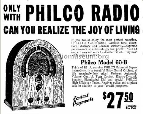 60B ; Philco, Philadelphia (ID = 2652046) Radio