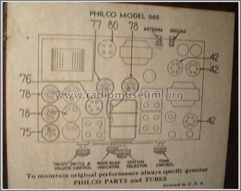 665X ; Philco, Philadelphia (ID = 104637) Radio