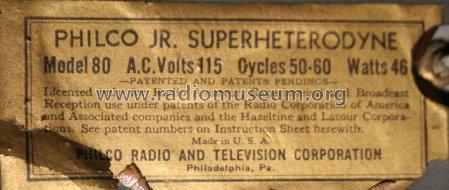 80B ; Philco, Philadelphia (ID = 884992) Radio