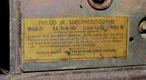 81Junior; Philco, Philadelphia (ID = 1219770) Radio