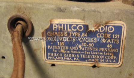84B ; Philco, Philadelphia (ID = 374422) Radio