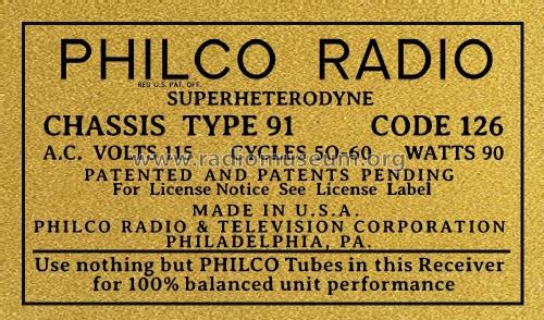 91L ; Philco, Philadelphia (ID = 2837854) Radio